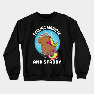 Feeling magical and stabby Cartoon Capybara Unicorn Crewneck Sweatshirt